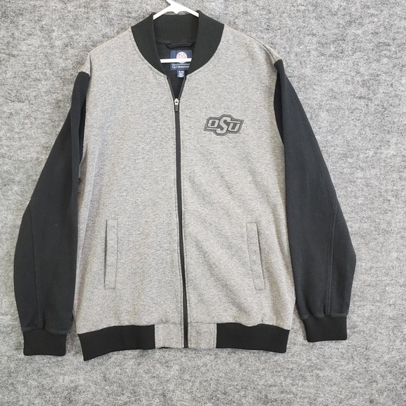 OSU Oklahoma State Cowboys Carl Banks Gray Black Bomber Jacket Mens XL - Picture 1 of 10